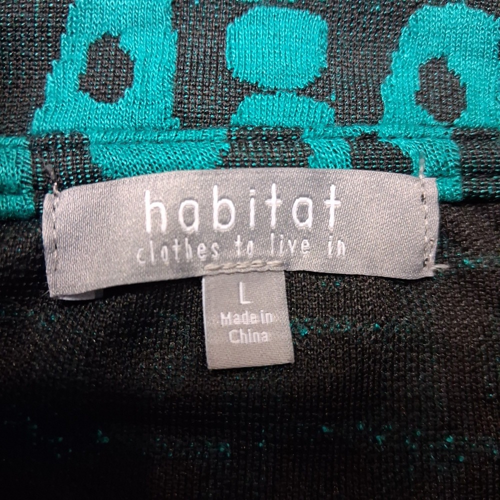 Habitat Clothes To Live In Teal Black  Funnel Neck Tunic Top Lagenlook SZ L - Picture 7 of 12